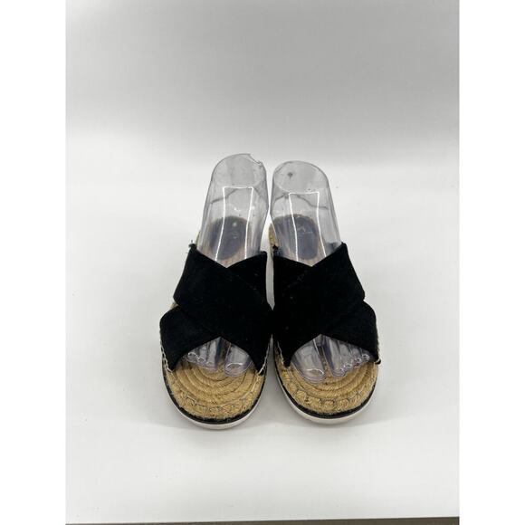Marc Fisher LTD Black Suede Espadrille Platform Slide Sandals 6.5M - Picture 2 of 6